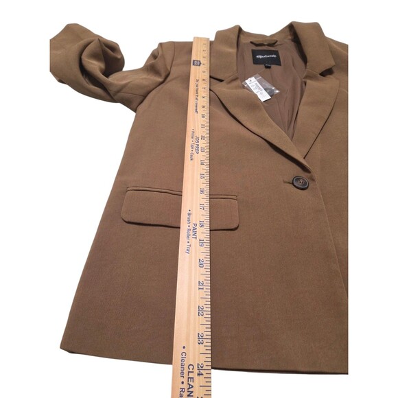 NWT Madewell Blazer Womens Medium Polyester Brown Cognac Toffee Pockets F2.6 - Picture 11 of 13